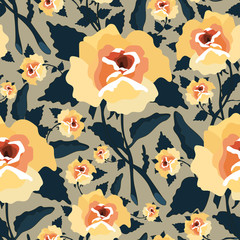 Seamless pattern with roses.Colorful vector floral print.Textile texture