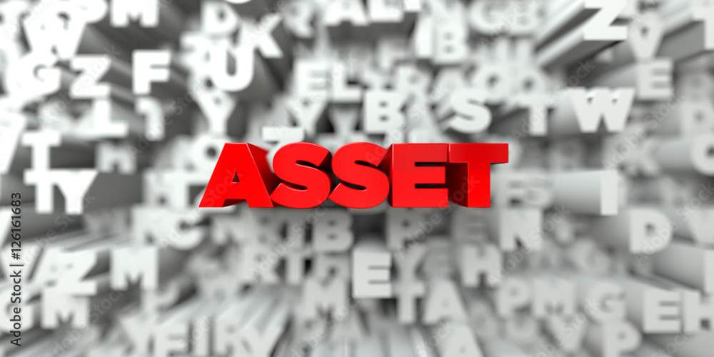 Fototapete asset - red text on typography background - 3d rendered royalty free stock image. this image can be 