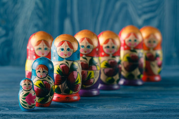 Close View Of The Colorful Matryoshka, The Traditional Russian N
