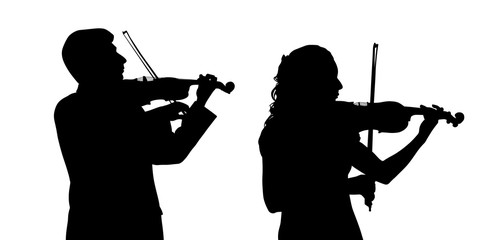 Male and female violinist