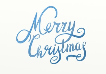 merry christmas hand painted blue watercolor lettering