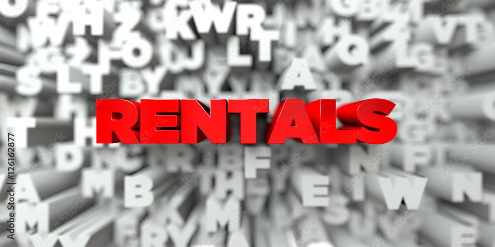 Fototapete rentals - red text on typography background - 3d rendered royalty free stock image. this image can b