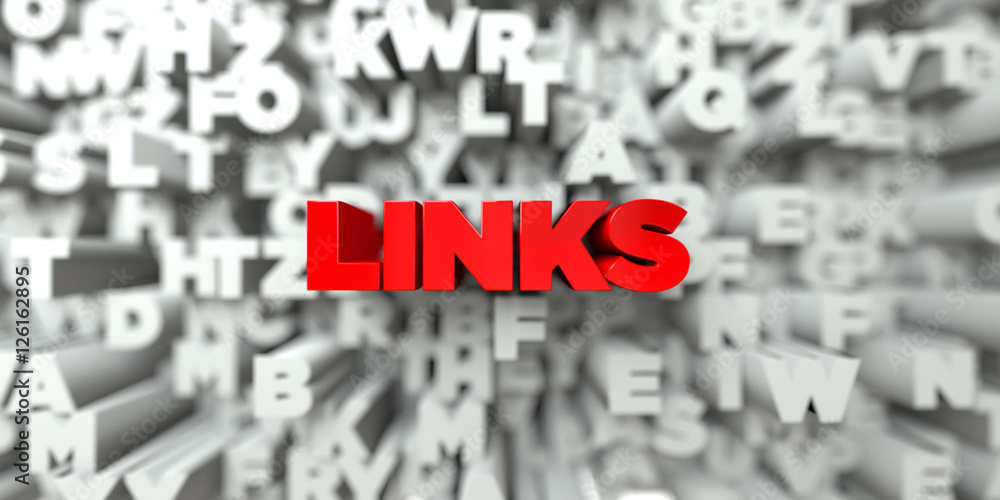 Fototapete links - red text on typography background - 3d rendered royalty free stock image. this image can be 