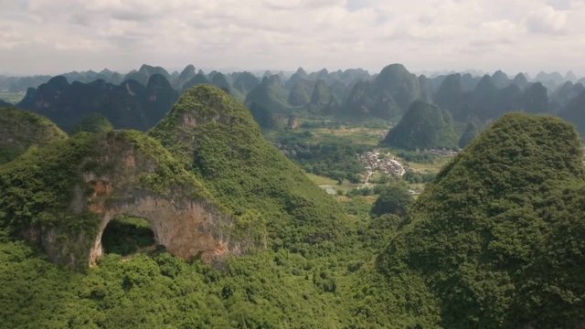 Aerial view surreal mountain landscape China