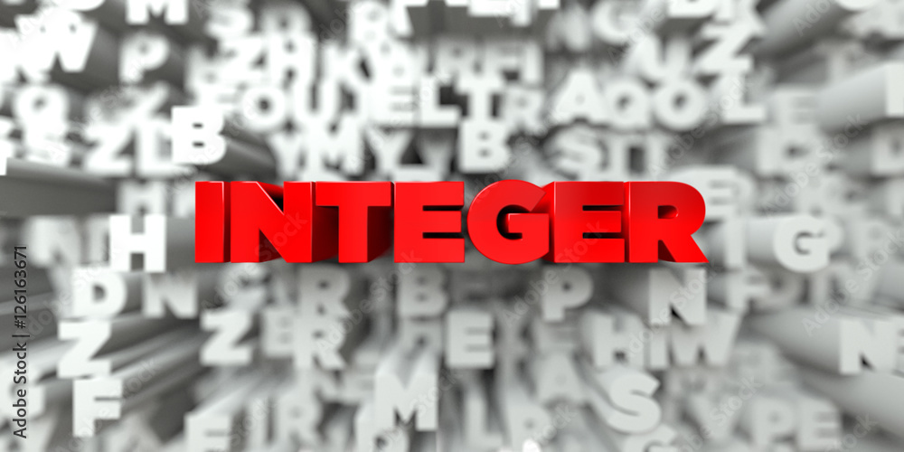 Fototapete integer - red text on typography background - 3d rendered royalty free stock image. this image can b