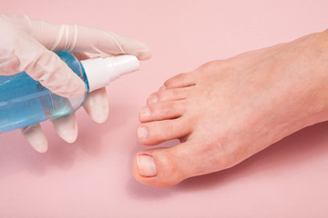 pedicure process and spa procedure macro closeup. 
