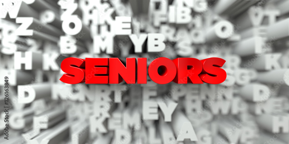 Fototapete seniors - red text on typography background - 3d rendered royalty free stock image. this image can b