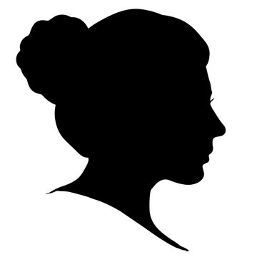 woman's head in profile. Vector Black silhouette of the bust
