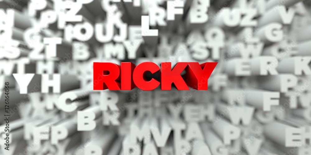 Fototapete ricky - red text on typography background - 3d rendered royalty free stock image. this image can be 
