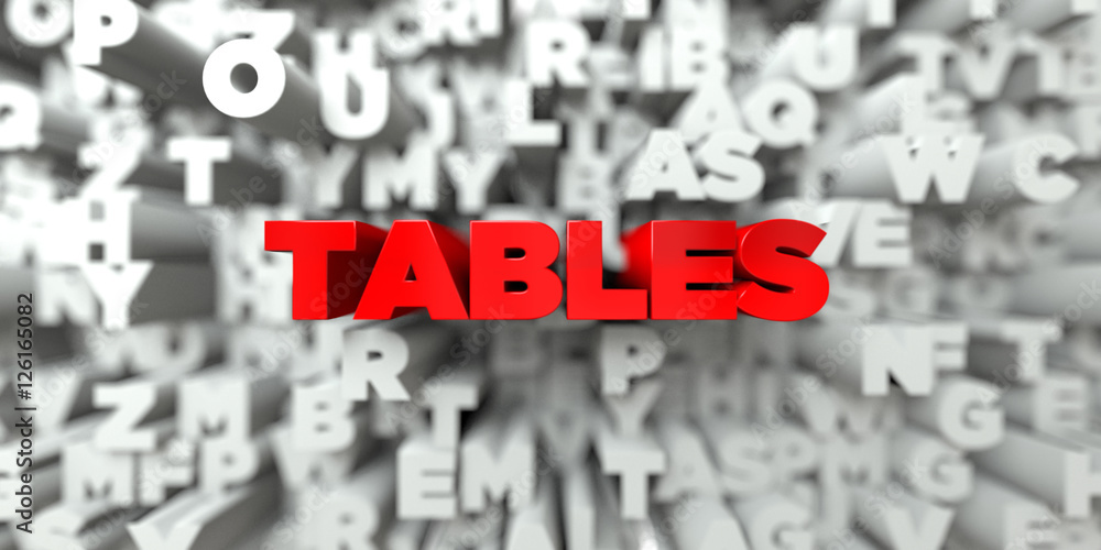 Fototapete tables - red text on typography background - 3d rendered royalty free stock image. this image can be