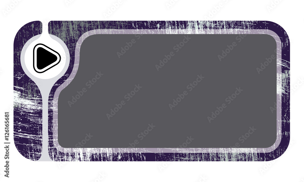 Poster text frame with scratches for your text and play symbol