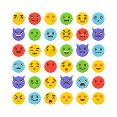 Fototapeta premium Set of emoticons. Avatars. Funny cartoon faces. Cute emoji icons