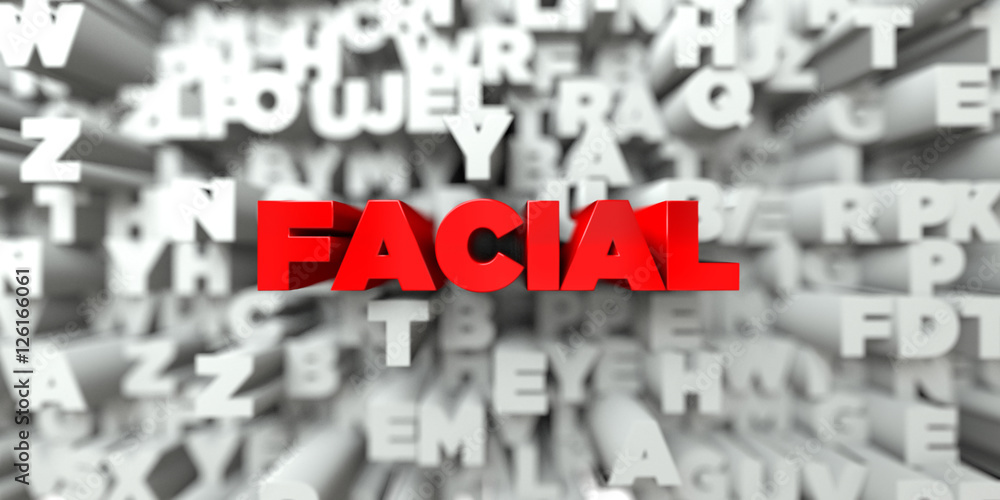 Fototapete facial - red text on typography background - 3d rendered royalty free stock image. this image can be
