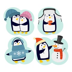 Penguin set vector characters