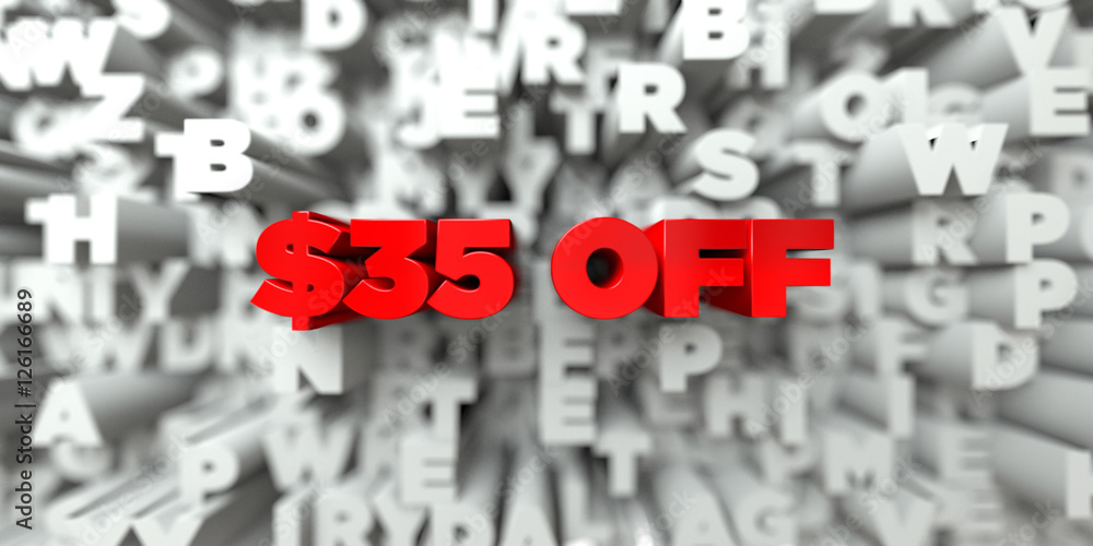 Fototapete $35 off - red text on typography background - 3d rendered royalty free stock image. this image can b