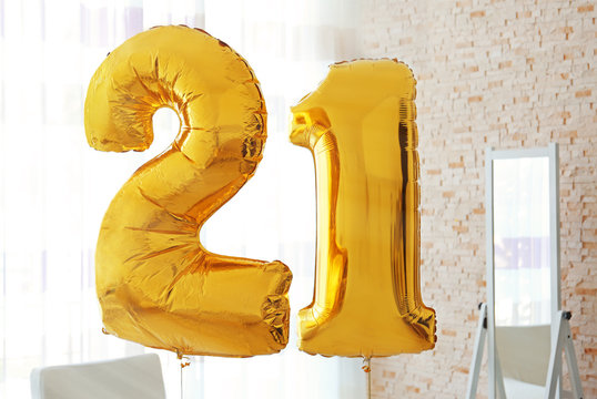 Golden balloons for  21st birthday  celebration