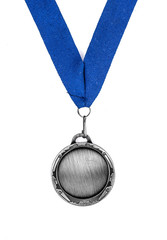silver sports medal, close-up, top view