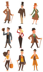 Vector design victorian people.