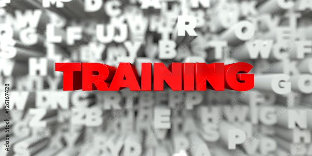Fototapete training - red text on typography background - 3d rendered royalty free stock image. this image can 