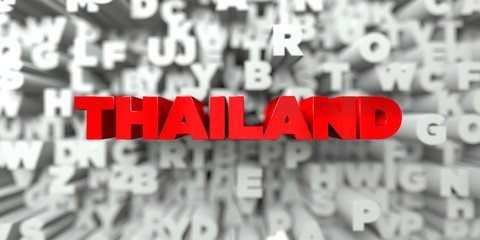 THAILAND -  Red text on typography background - 3D rendered royalty free stock image. This image can be used for an online website banner ad or a print postcard.