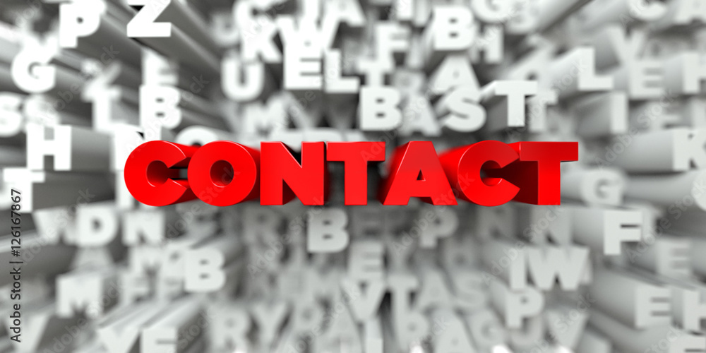 Fototapete contact - red text on typography background - 3d rendered royalty free stock image. this image can b