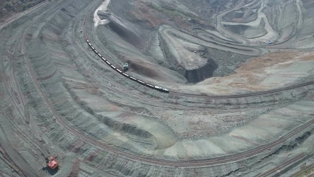 Heavy industry, massive coal mine China aerial view