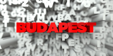 BUDAPEST -  Red text on typography background - 3D rendered royalty free stock image. This image can be used for an online website banner ad or a print postcard.