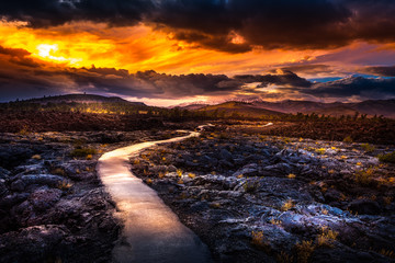 Caves Trail across the lava after Storm Craters of The Moon Idah © Krzysztof Wiktor