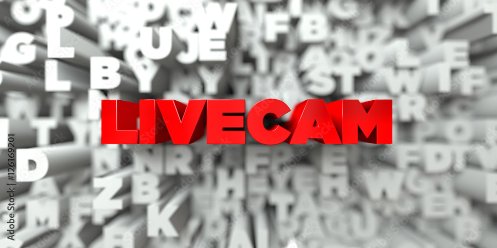 Fototapete livecam - red text on typography background - 3d rendered royalty free stock image. this image can b