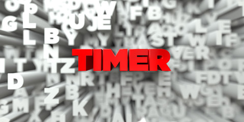 TIMER -  Red text on typography background - 3D rendered royalty free stock image. This image can be used for an online website banner ad or a print postcard.