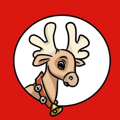 Fototapeta na wymiar Deer Christmas emblem isolated image character