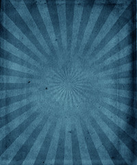 Blue Retro sunbeams grunge background, old vintage poster