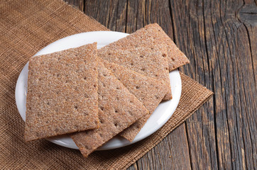 Crispbread in plate