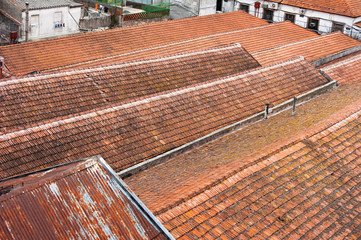 Rooftops forming shapes at O Porto, Portugal