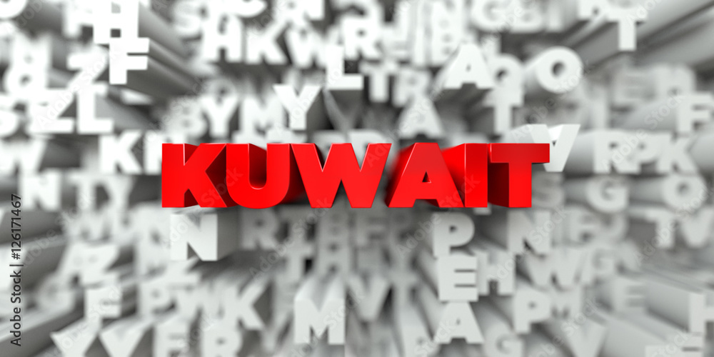 Fototapete kuwait - red text on typography background - 3d rendered royalty free stock image. this image can be