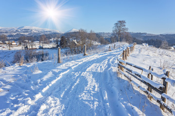 Fototapeta premium Winter landscape with the road
