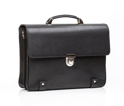 black leather men casual or business briefcase