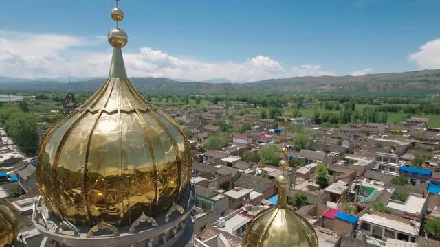 Drone shot of a small community mosque in central China