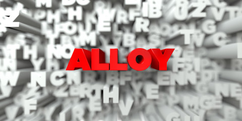 ALLOY -  Red text on typography background - 3D rendered royalty free stock image. This image can be used for an online website banner ad or a print postcard.