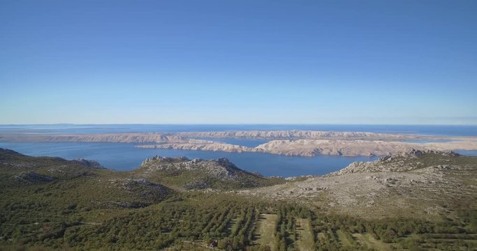Aerial, Hills, Landscape And Bay At Karlobag, Croatia- Ungraded Material