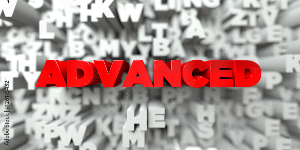 Fototapete advanced - red text on typography background - 3d rendered royalty free stock image. this image can 