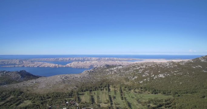 Aerial, Hills, Landscape And Bay At Karlobag, Croatia- Ungraded Material