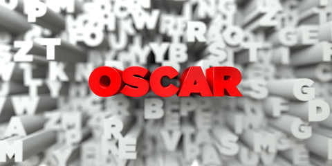 OSCAR -  Red text on typography background - 3D rendered royalty free stock image. This image can be used for an online website banner ad or a print postcard.