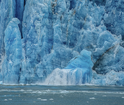 Iceberg Calves from Underwater, Dawes Glacier, Alaska