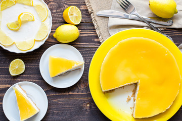Homemade lemon cheesecake,