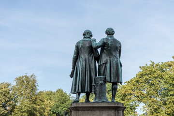 Goethe and Schiller / Back view of the monument to Goethe and Schiller in Weimar