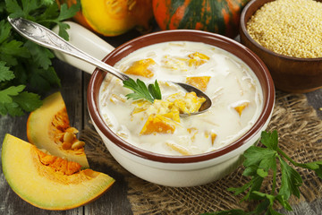 Milk soup with pumpkin and millet