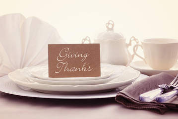 Elegant Formal Dining Thanksgiving Table Setting.