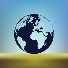 Flat paper cut style icon of globe
