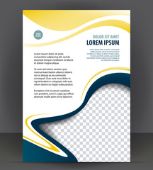 Blue flyer template, brochure magazine cover layout print design - 126178602
